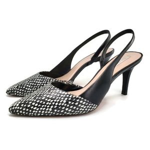 Cole Haan Highline Black & White Snake Print Leather Pointed-Toe Slingback Pumps
